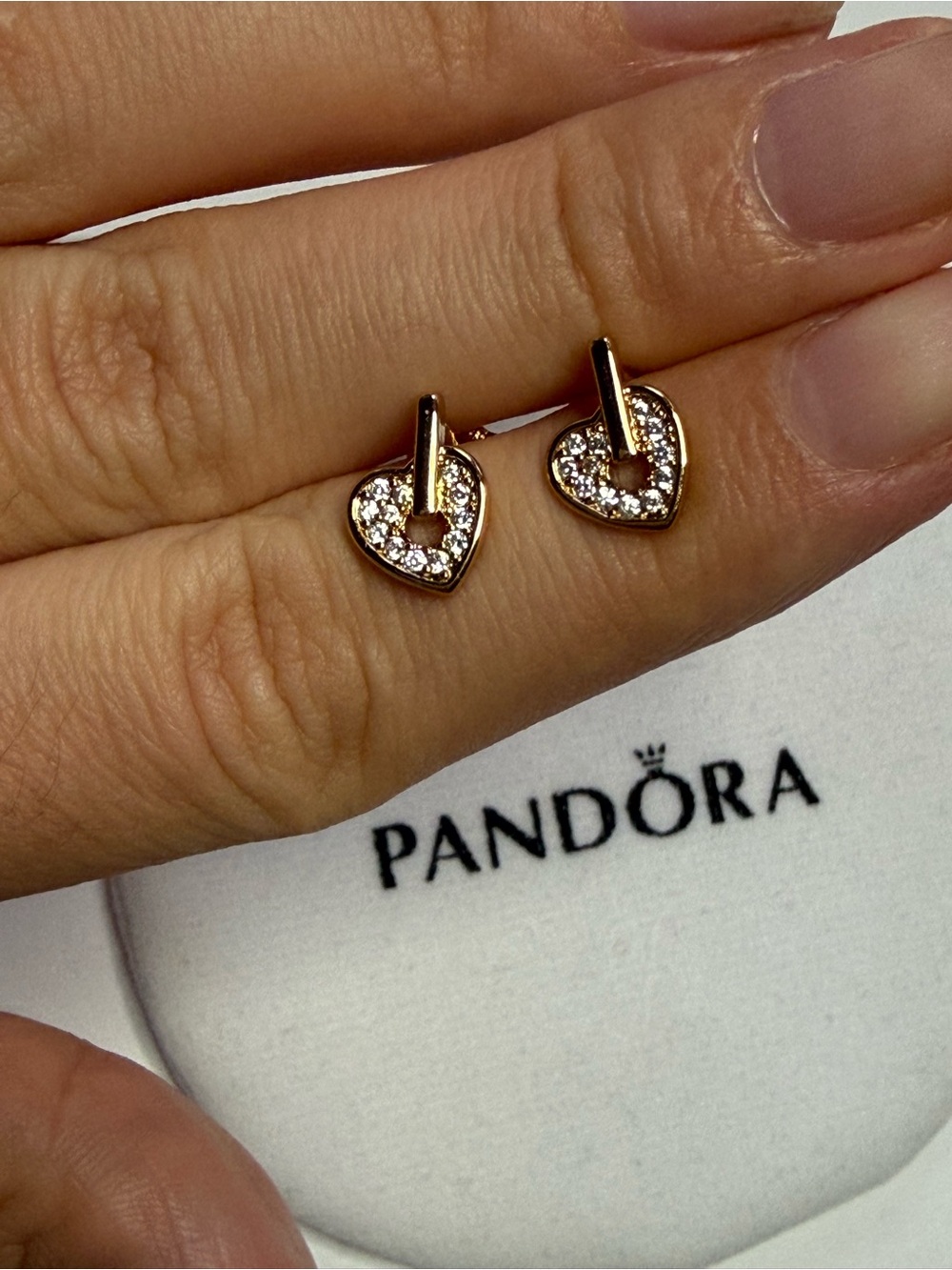 Pandora Talisman Pavé Heart Stud Earrings